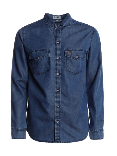 Camisa Jeans Manga Longa Comfort Masculina AZUL