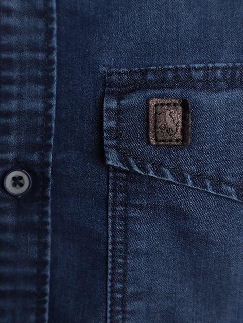 Camisa Jeans Manga Longa Comfort Masculina AZUL
