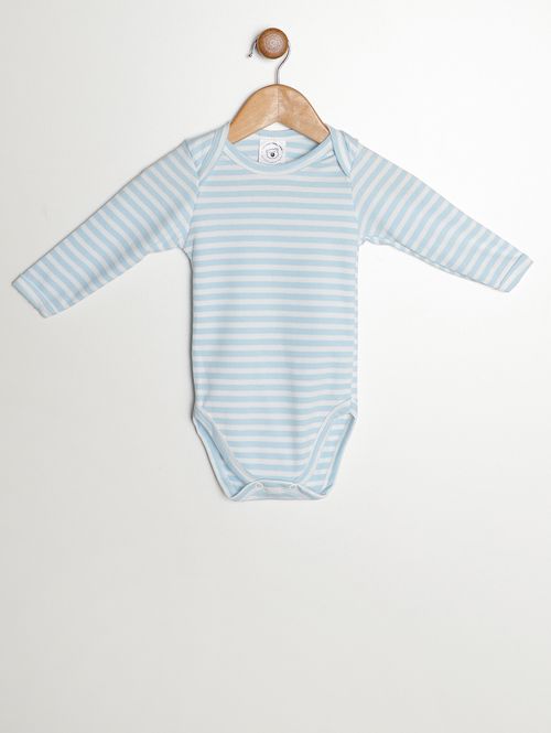 Body Suedine Listrado Infantil Para Bebê - AZUL