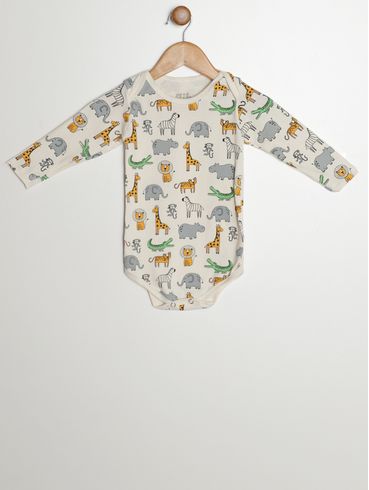 Body Estampado Infantil Para Bebê - OFF WHITE