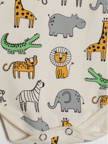 Body Estampado Infantil Para Bebê - OFF WHITE