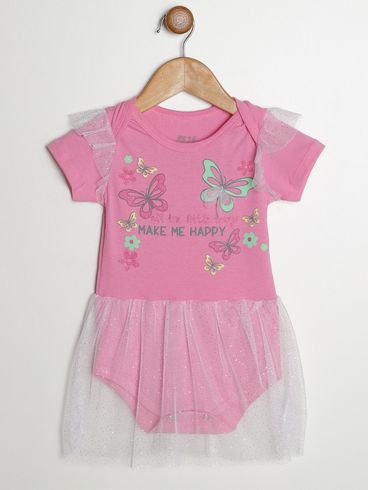 Body Estampado Infantil Para Bebê - ROSA