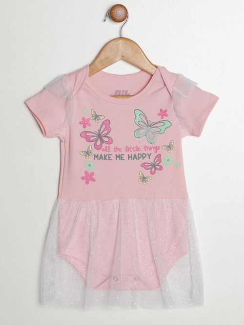 Body Estampado Infantil Para Bebê - ROSA CLARO