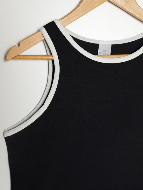 Blusa Vies Contraste Crepe Plus Size Feminina PRETO