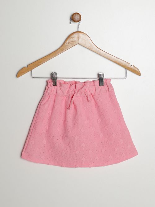 Saia Texturizada Coração Infantil Para Menina- ROSA