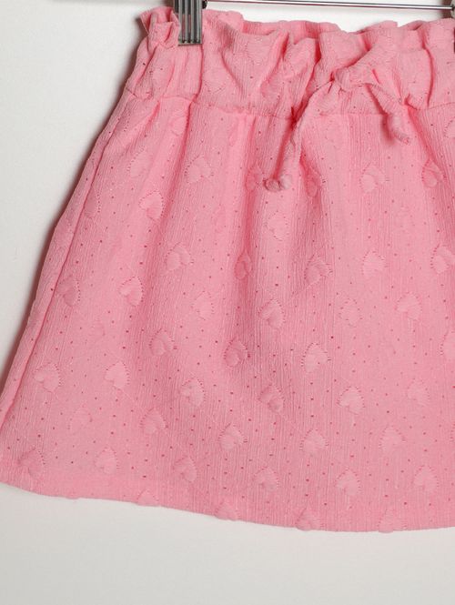Saia Texturizada Coração Infantil Para Menina- ROSA
