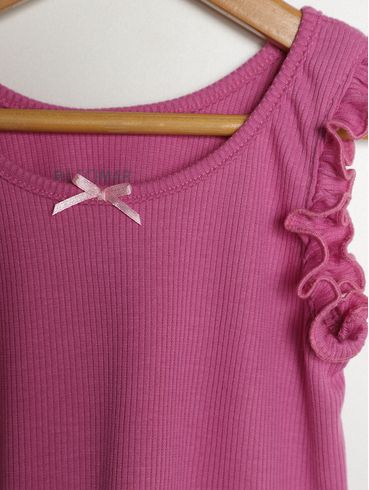 Blusa Regata Canelada Infantil Para Menina - ROSA