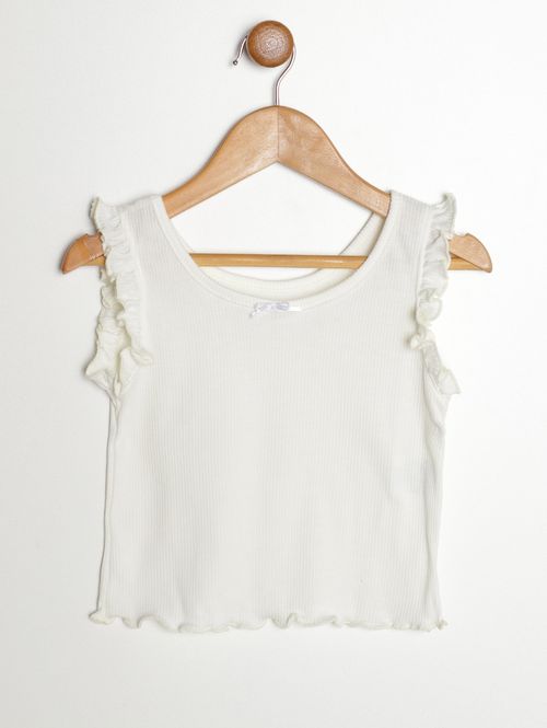 Blusa Regata Canelada Infantil Para Menina - BEGE