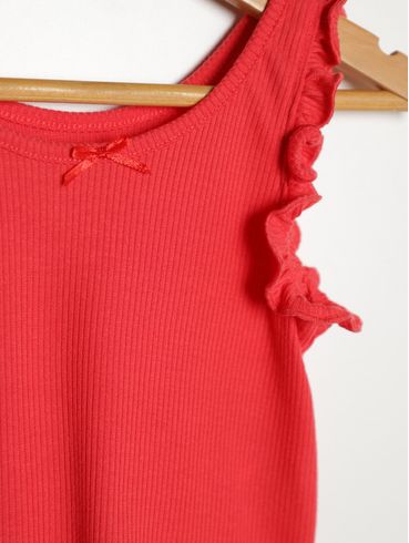 Blusa Regata Canelada Infantil Para Menina - VERMELHO