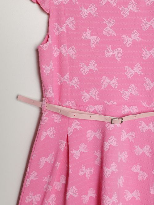 Vestido Com Cinto Juvenil Para Menina - ROSA