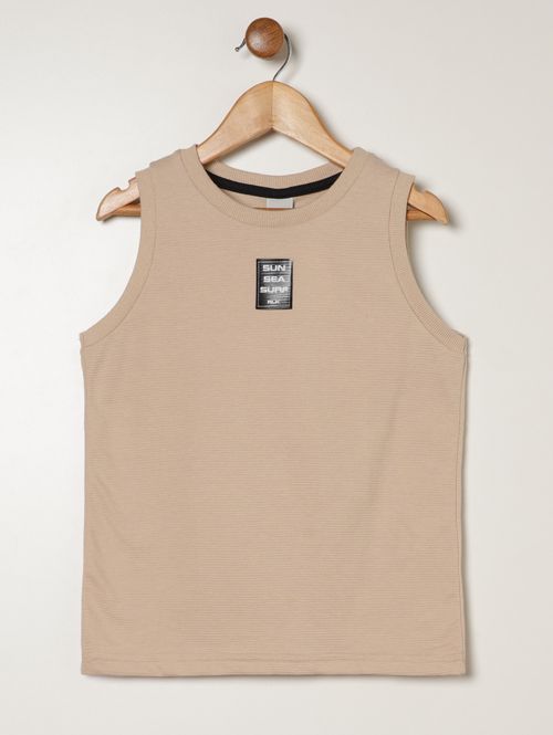 Camiseta Regata Piquet Infantil Para Menino - BEGE