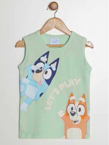 Camiseta Regata Bluey Infantil Para Menino - VERDE