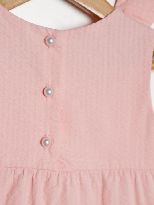 Vestido Tricoline Laço Infantil Para Menina - ROSA