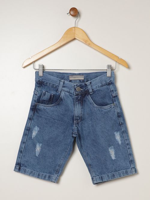 Bermuda Jeans Juvenil Para Menino - AZUL