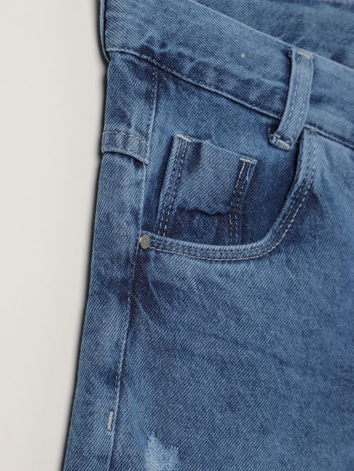 Bermuda Jeans Juvenil Para Menino - AZUL
