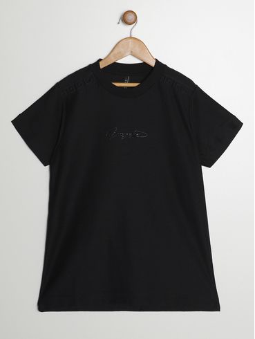 Camiseta Manga Curta Gangster Juvenil Para Menino PRETO