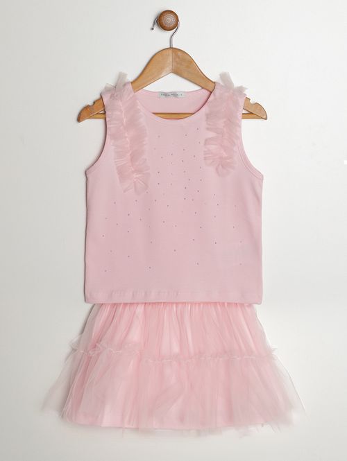 Conjunto Curto Com Tule Infantil Para Menina - ROSA CLARO