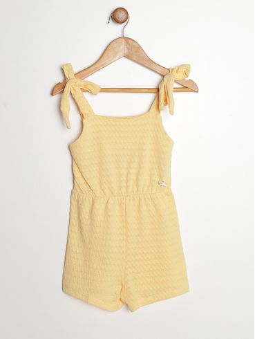Macacão Malha Texturizada Infantil Para Menina- AMARELO