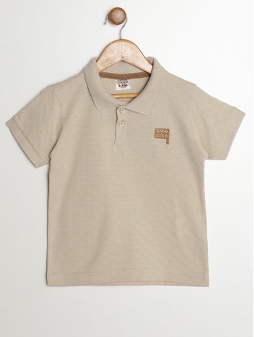 Polo Manga Curta Gangster Juvenil Para Menino BEGE
