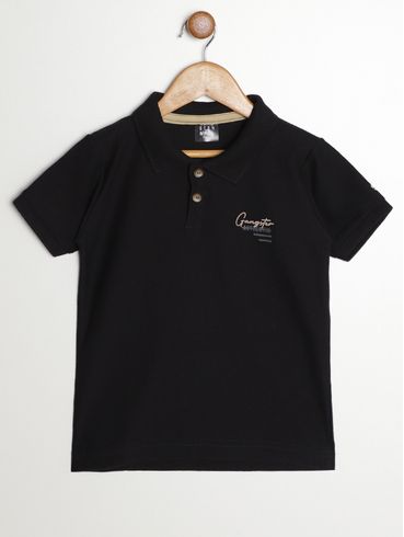Polo Gangster Infantil Para Menino PRETO
