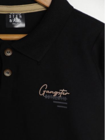 Polo Gangster Infantil Para Menino PRETO