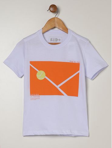 Camiseta Manga Curta Kid+ Infantil Para Menino - BRANCO