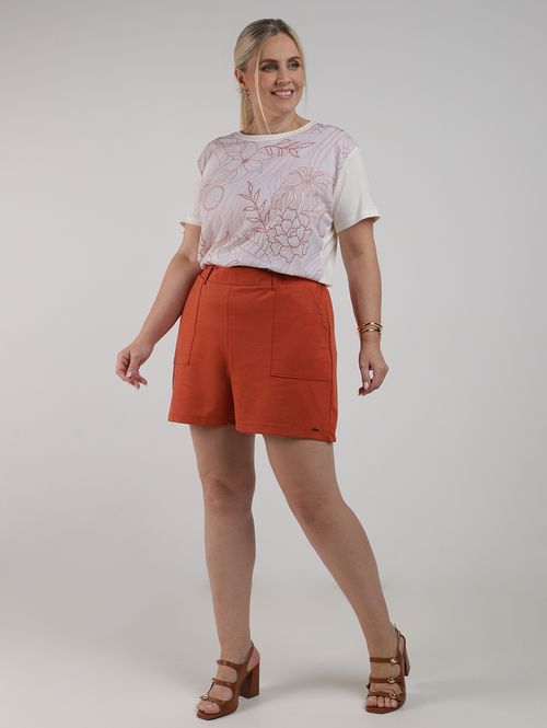 Bermuda Ponto Roma Plus Size Feminina MARROM