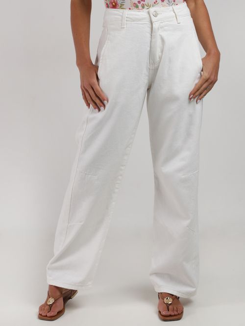 Calça Sarja Barrel Sawary Feminina OFF WHITE