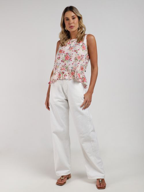 Calça Sarja Barrel Sawary Feminina OFF WHITE