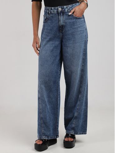 Calça Jeans Wide Leg Autentique Feminina AZUL