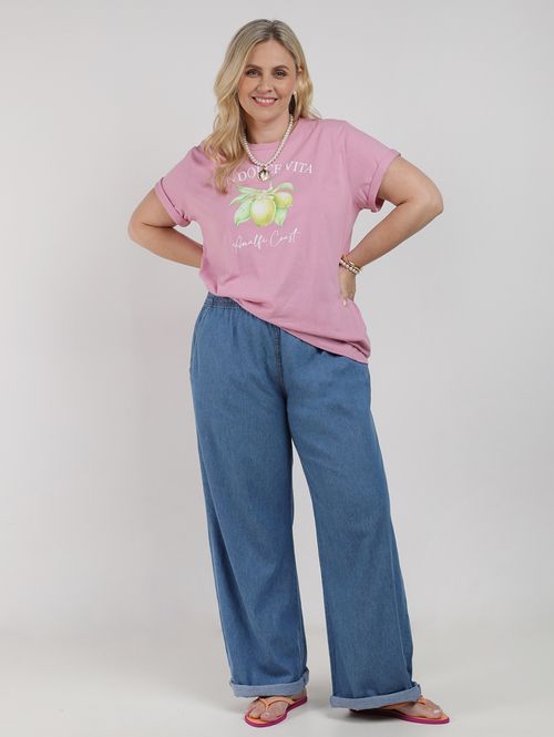 Calça Jeans Wide Leg Plus Size Feminina AZUL