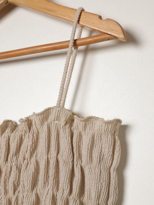 Blusa Cropped Texturizada Juvenil Para Menina BEGE