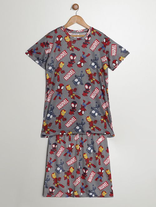 Pijama Curto Avengers Juvenil Para Menino - CINZA