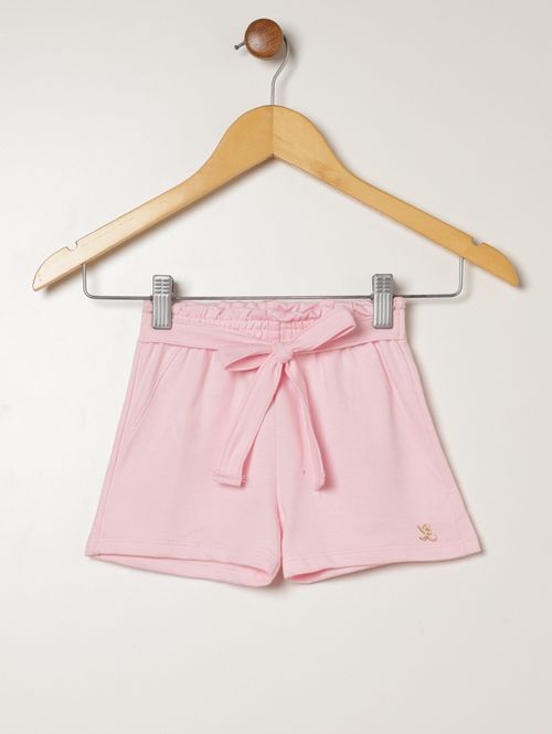 Short Moletinho Amarração Infantil Para Menina- ROSA