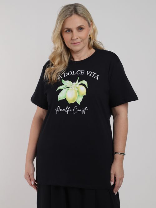 Blusa Limão Siciliano Plus Size Feminina PRETO