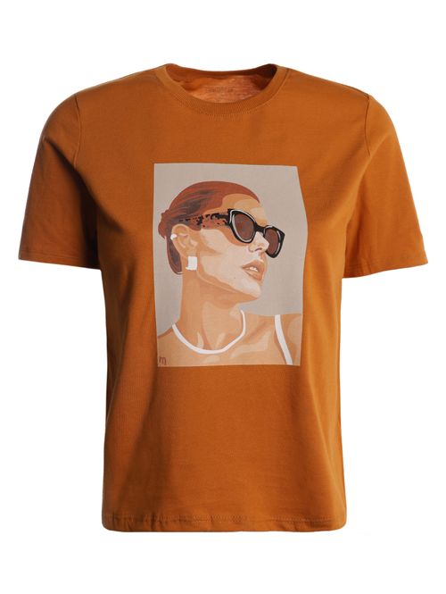 Camiseta Estampada Manga Curta Feminina CARAMELO