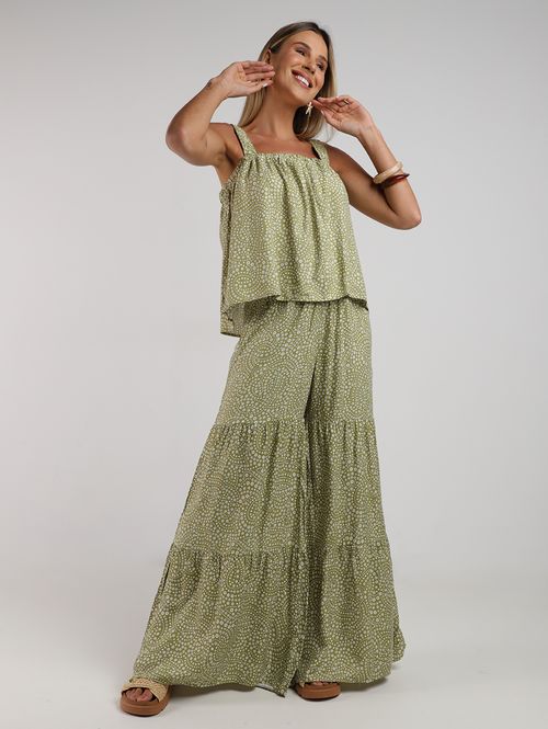 Blusa Alça Floral Feminina VERDE