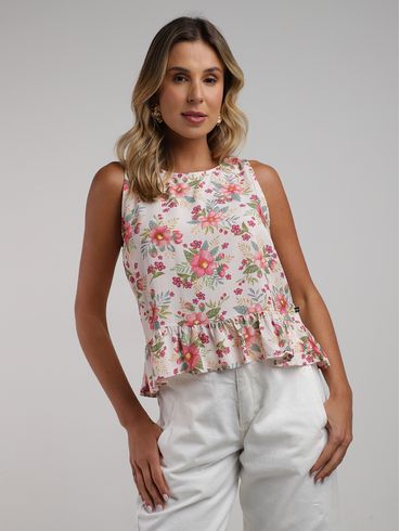 Blusa Regata Estampada Feminina ROSA CLARO