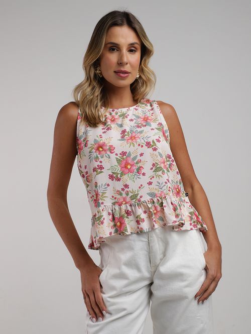 Blusa Regata Estampada Feminina ROSA CLARO