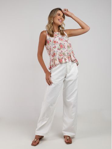 Blusa Regata Estampada Feminina ROSA CLARO