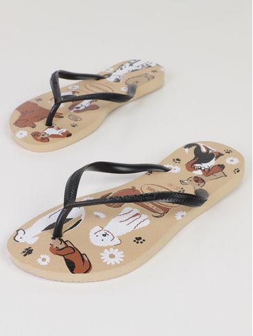 Chinelo Slim Pets Havaianas Feminino DOURADO/PRETO/BRANCO
