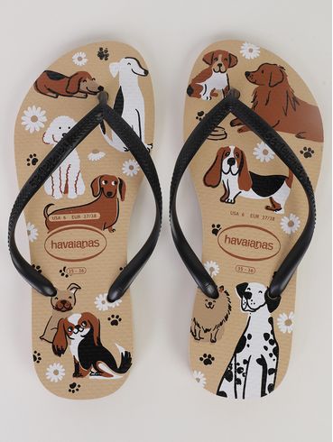 Chinelo Slim Pets Havaianas Feminino DOURADO/PRETO/BRANCO