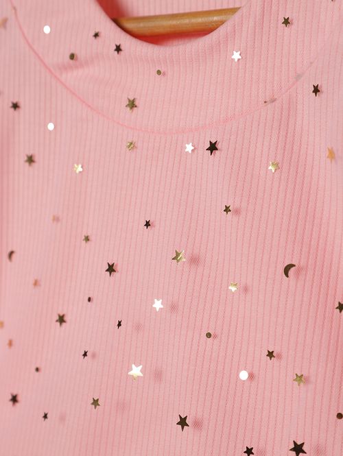 Blusa Canelada Com Tule Infantil Para Menina- ROSA