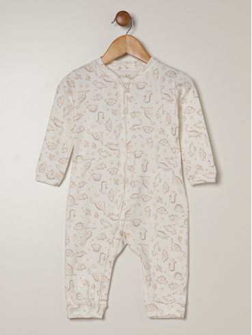 Macacão Suedine Infantil Para Bebê - OFF WHITE