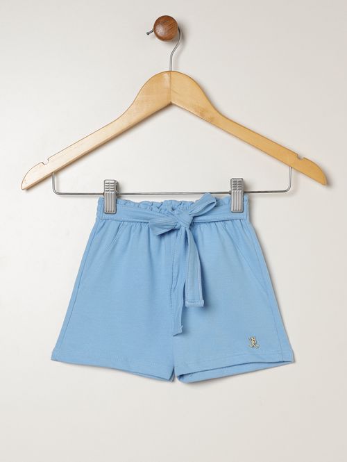 Short Moletinho Amarração Infantil Para Menina - AZUL