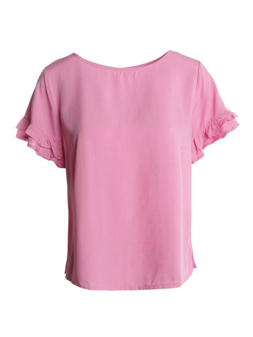 Blusa Slub Manga Babado Feminina ROSA