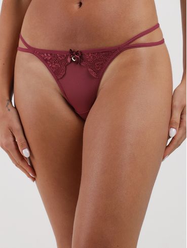 Kit Com 02 Calcinhas Tanga Fio Duplo Feminino VINHO/TELHA