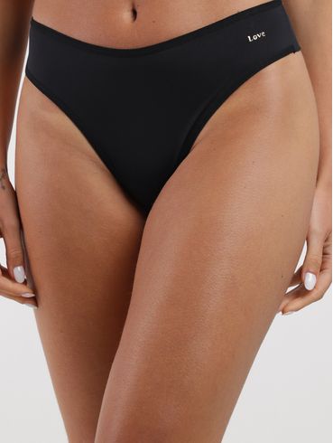 Calcinha Tanga Microfibra Fio Duplo Feminina PRETO