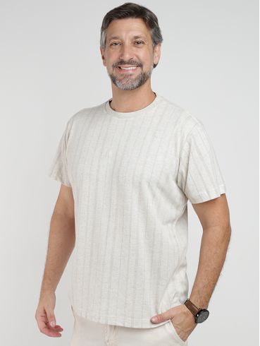 Camiseta Linho Manga Curta Masculina NATURAL
