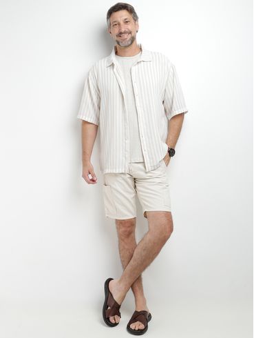 Camiseta Linho Manga Curta Masculina NATURAL